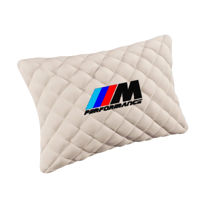 Подушки из алькантары Подушка из алькантары молочная с вышивкой M-Perfomance (др)2