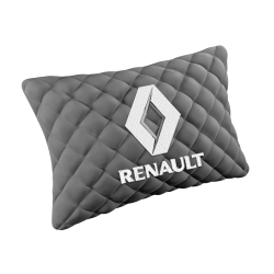 Подушка из алькантары серая с вышивкой 